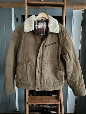 Schott NYC Brown Canvas Sherpa Collar Field Ranch Jacket XL